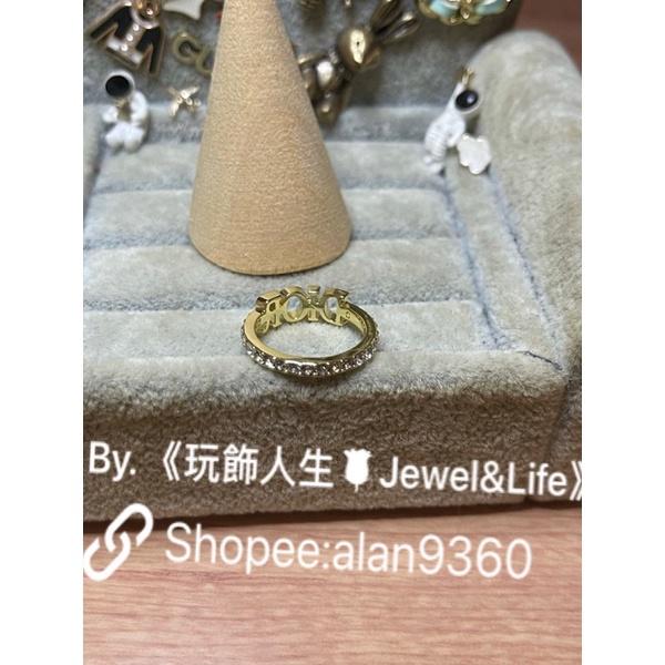 DIOR 超美 基本款 LOGO 水鑽  二手 造型 戒指-細節圖3