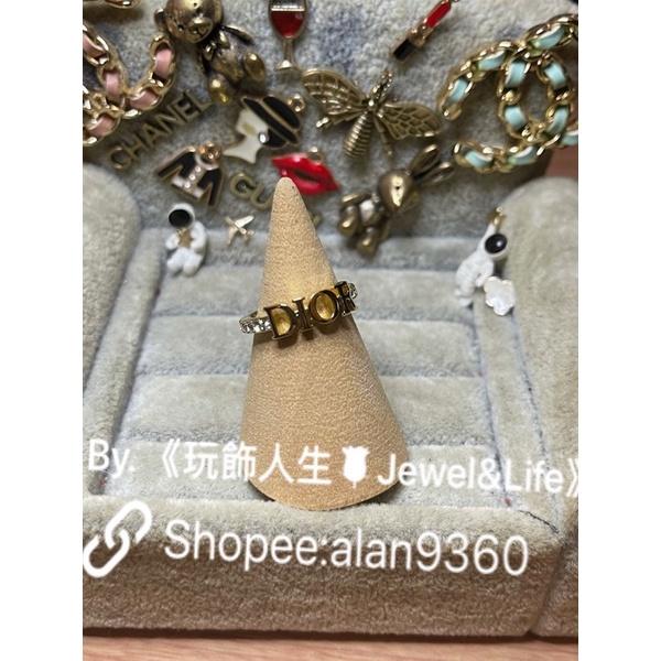 DIOR 超美 基本款 LOGO 水鑽  二手 造型 戒指-細節圖5