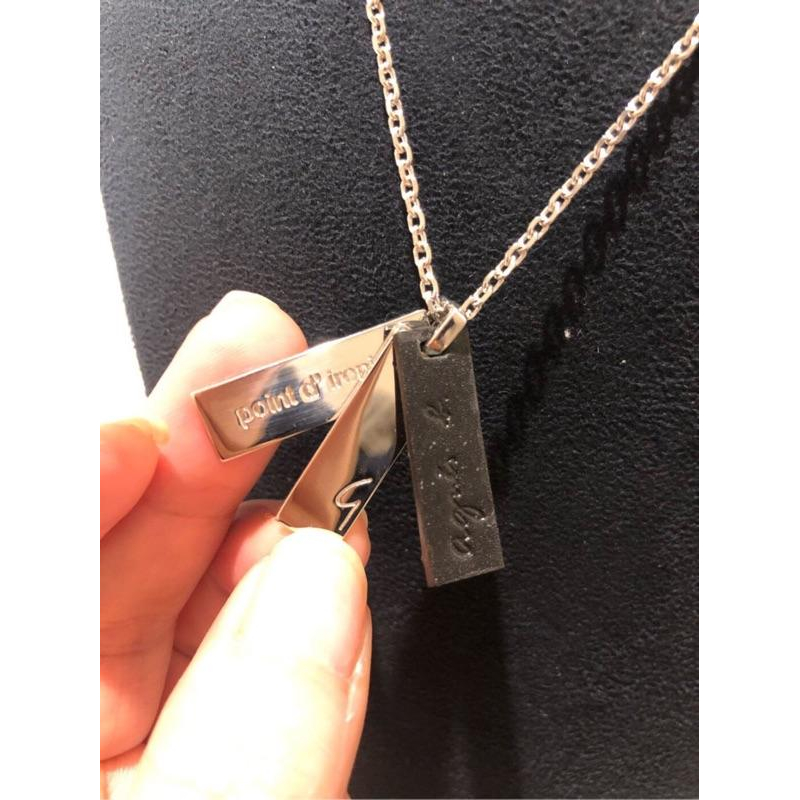 Agnes b 小b二手軍牌純銀項鍊-細節圖2