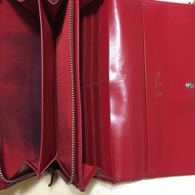 Agnes b 💯正品紅色皮帶造型長夾-細節圖3