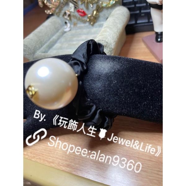 CHANEL 香奈兒  經典 大珍珠 雙C  二手 大腸圈 髮圈-細節圖2