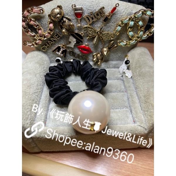 CHANEL 香奈兒  經典 大珍珠 雙C  二手 大腸圈 髮圈-細節圖4