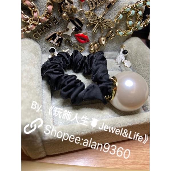 CHANEL 香奈兒  經典 大珍珠 雙C  二手 大腸圈 髮圈-細節圖5