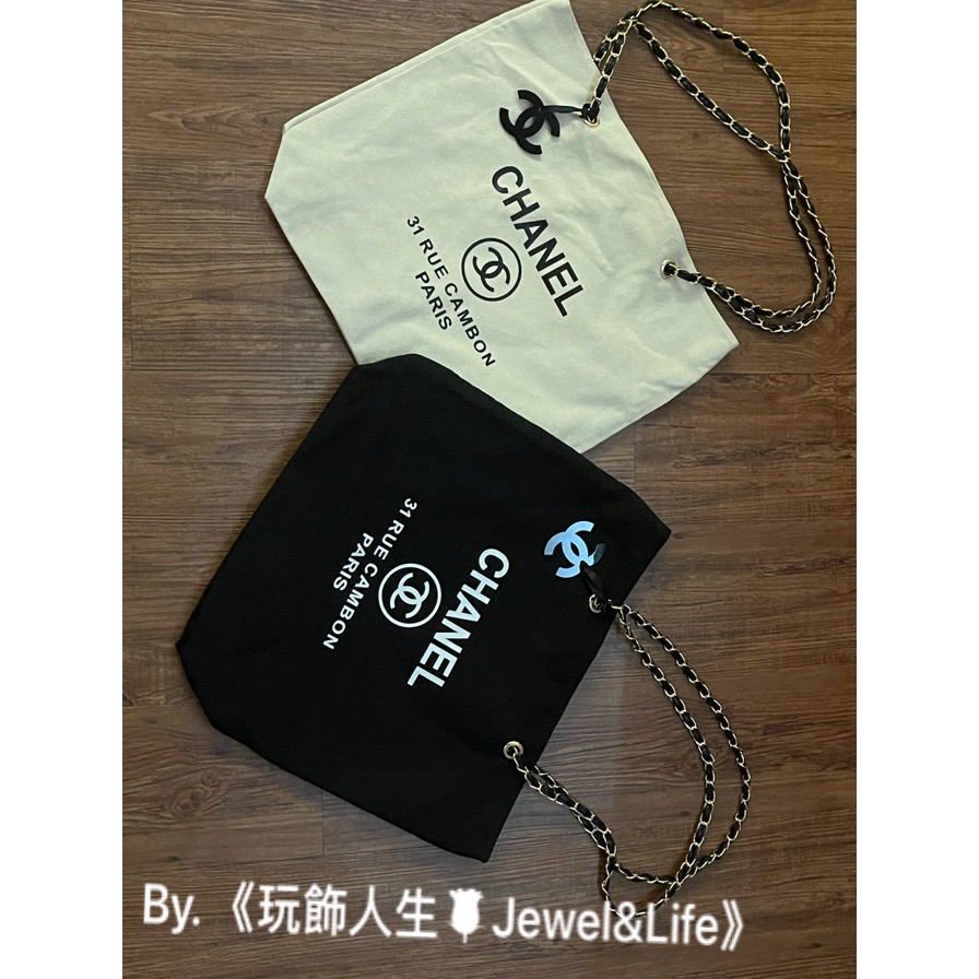 品牌經典💯專櫃VIP贈品31RUE CAMBON PARIS Chanel系列 棉麻質感 加厚帆布袋 購物包 托特包-細節圖9