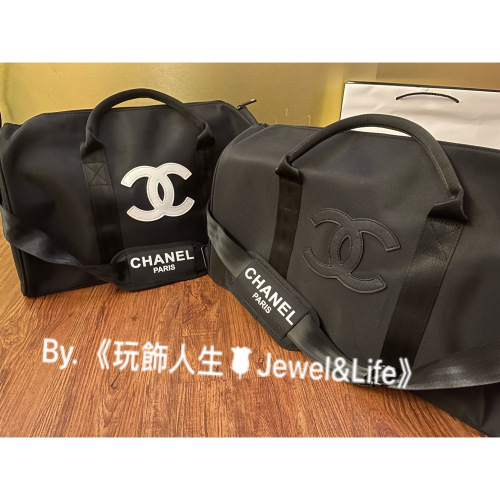 品牌VIP經典贈品MAKE UP系列💯 超美 基本款皮質LOGO 加厚尼龍防潑水材質 黑白配色 旅行袋 斜背包 行李袋