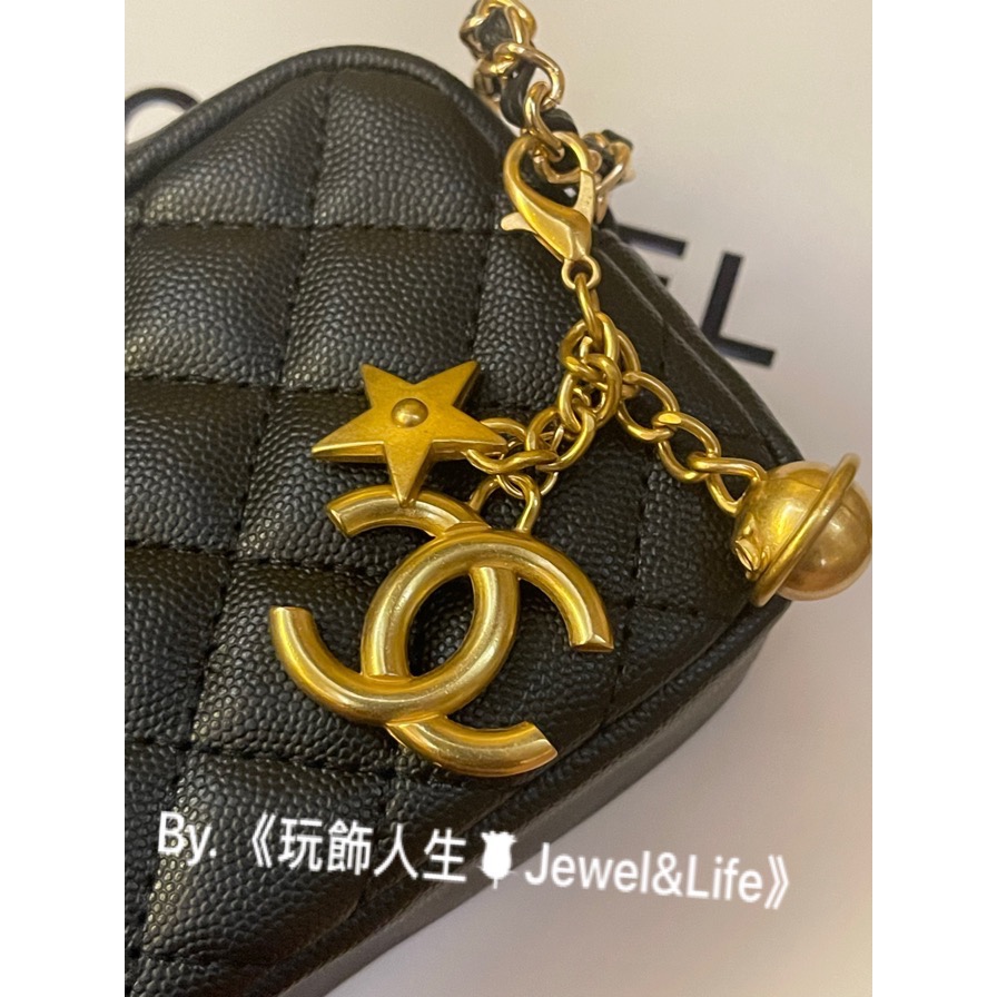 品牌VIP經典贈品MAKE UP系列💯 超美 雙C 復古金色 Chanel 純黃銅材質 星球 五角星 包包吊飾 鑰匙圈-細節圖4