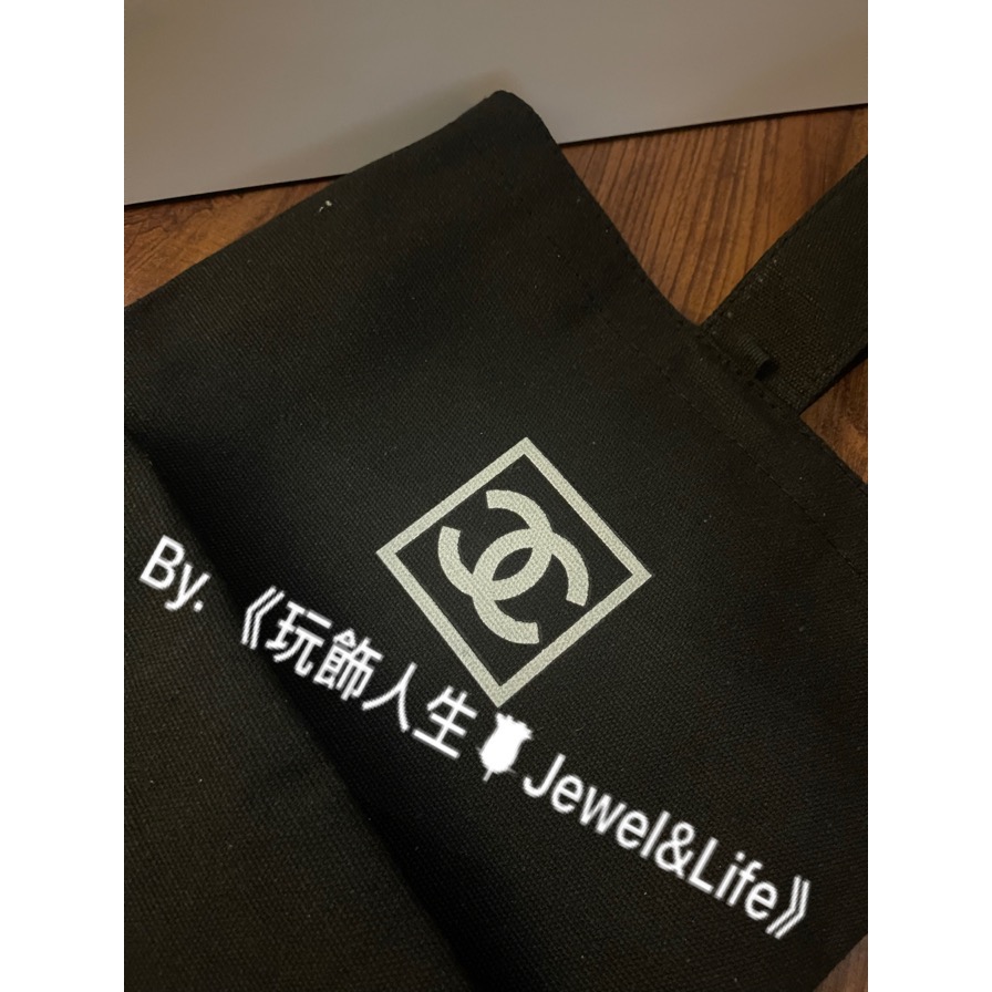 品牌VIP經典贈品MAKEUP系列💯 超美 雙C 小巧 Chanel超可愛加厚帆布材質 黑色字母LOGO 手提包環保袋-細節圖6