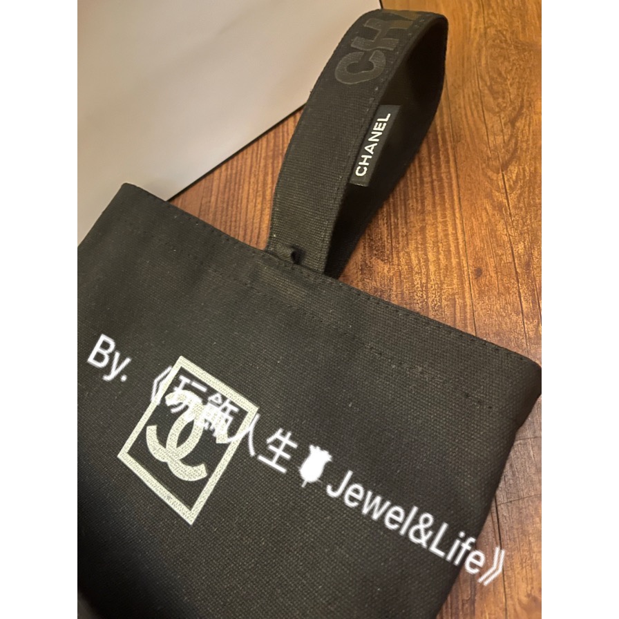 品牌VIP經典贈品MAKEUP系列💯 超美 雙C 小巧 Chanel超可愛加厚帆布材質 黑色字母LOGO 手提包環保袋-細節圖7