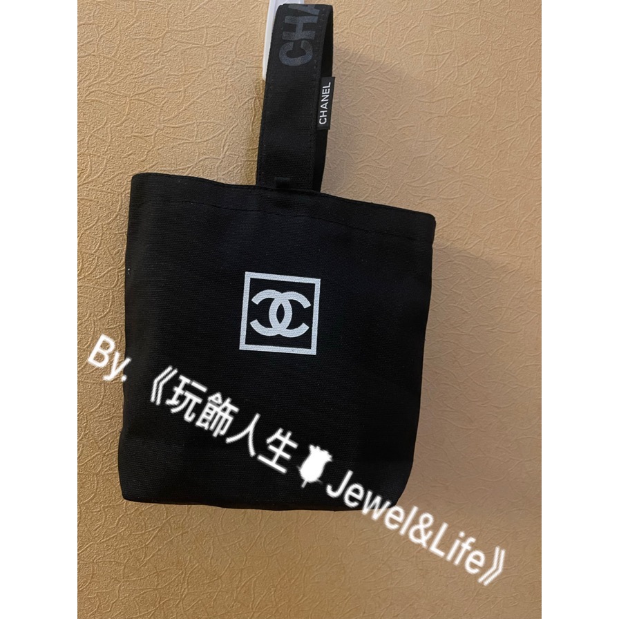 品牌VIP經典贈品MAKEUP系列💯 超美 雙C 小巧 Chanel超可愛加厚帆布材質 黑色字母LOGO 手提包環保袋-細節圖9