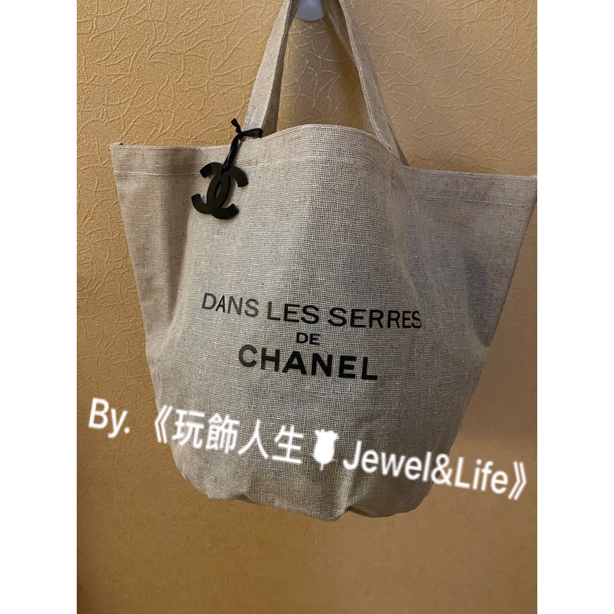 品牌VIP經典贈品MAKE UP系列💯 超美 雙C Chanel 麻布材質 字母LOGO 圓底 大手提包（送吊飾❤️）-細節圖4