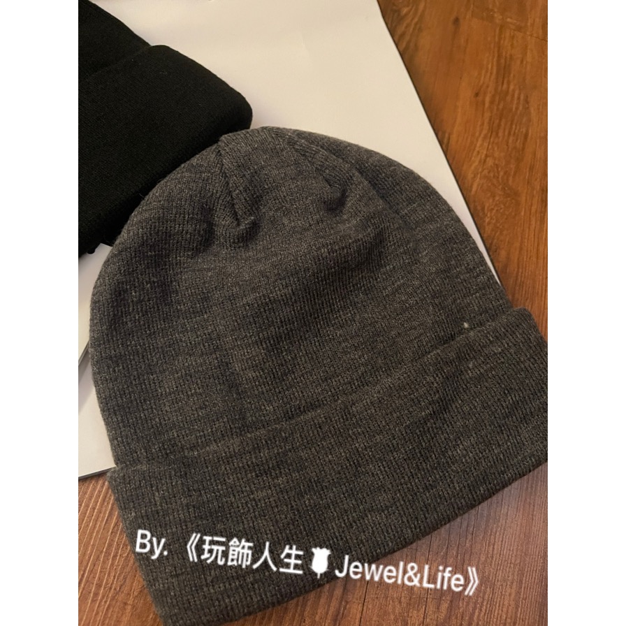 品牌系列💯KARL LAGERFELD 卡爾 經典老佛爺 立體刺繡LOGO 黑 灰 毛帽 毛線帽-細節圖7