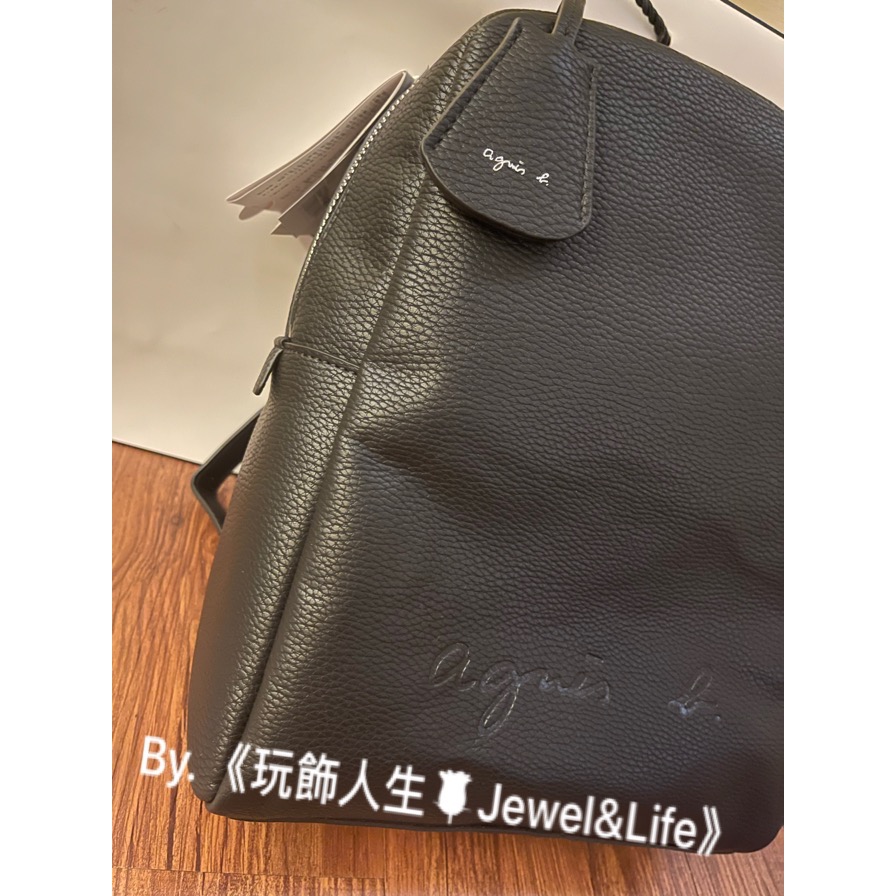 品牌系列💯 Agnes’b 小B 經典 全新 實用 黑色 壓印LOGO 後背包-細節圖2
