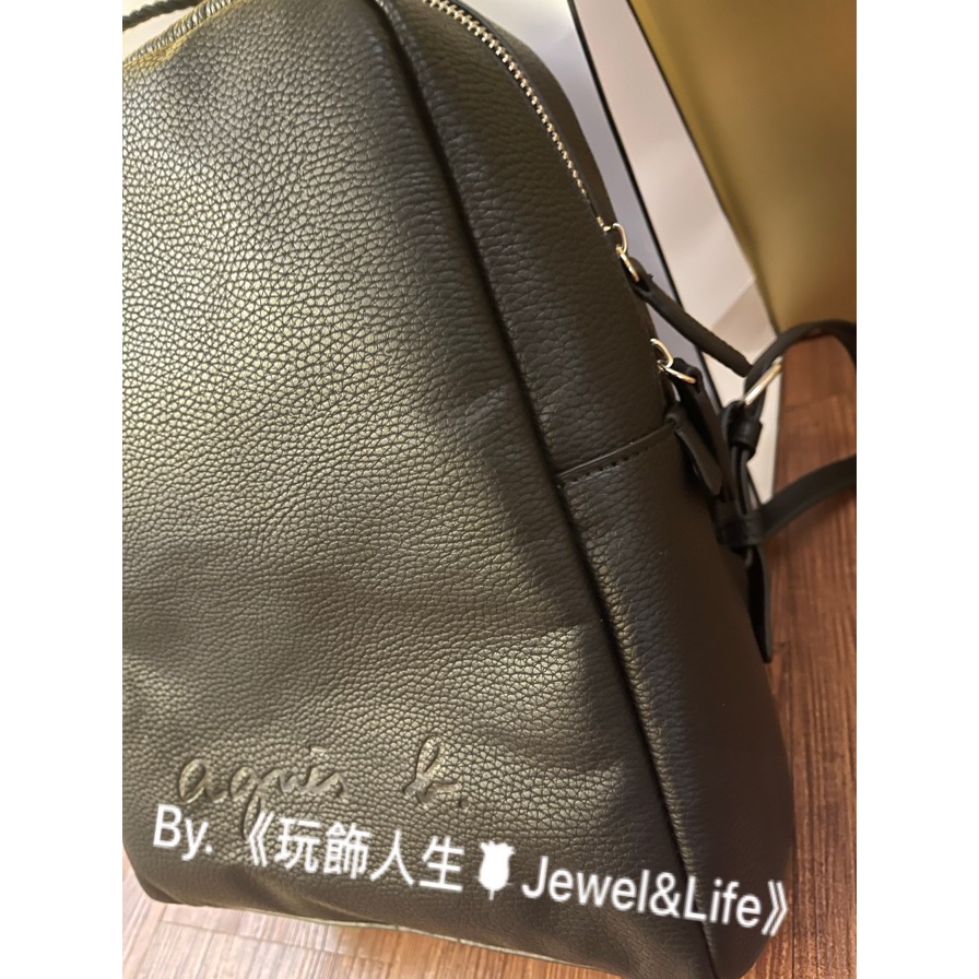 品牌系列💯 Agnes’b 小B 經典 全新 實用 黑色 壓印LOGO 後背包-細節圖5