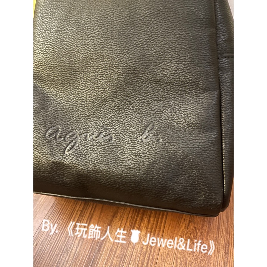 品牌系列💯 Agnes’b 小B 經典 全新 實用 黑色 壓印LOGO 後背包-細節圖9