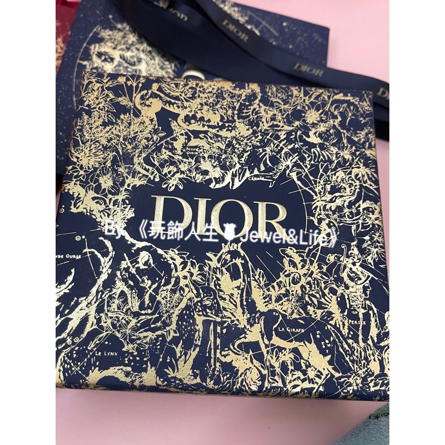 超美 Dior 藍色迷霧 紅李春桃 立體燙金 系列 CD 飾品盒、硬盒、多功能置物盒、擺飾、空盒、紙盒-細節圖3