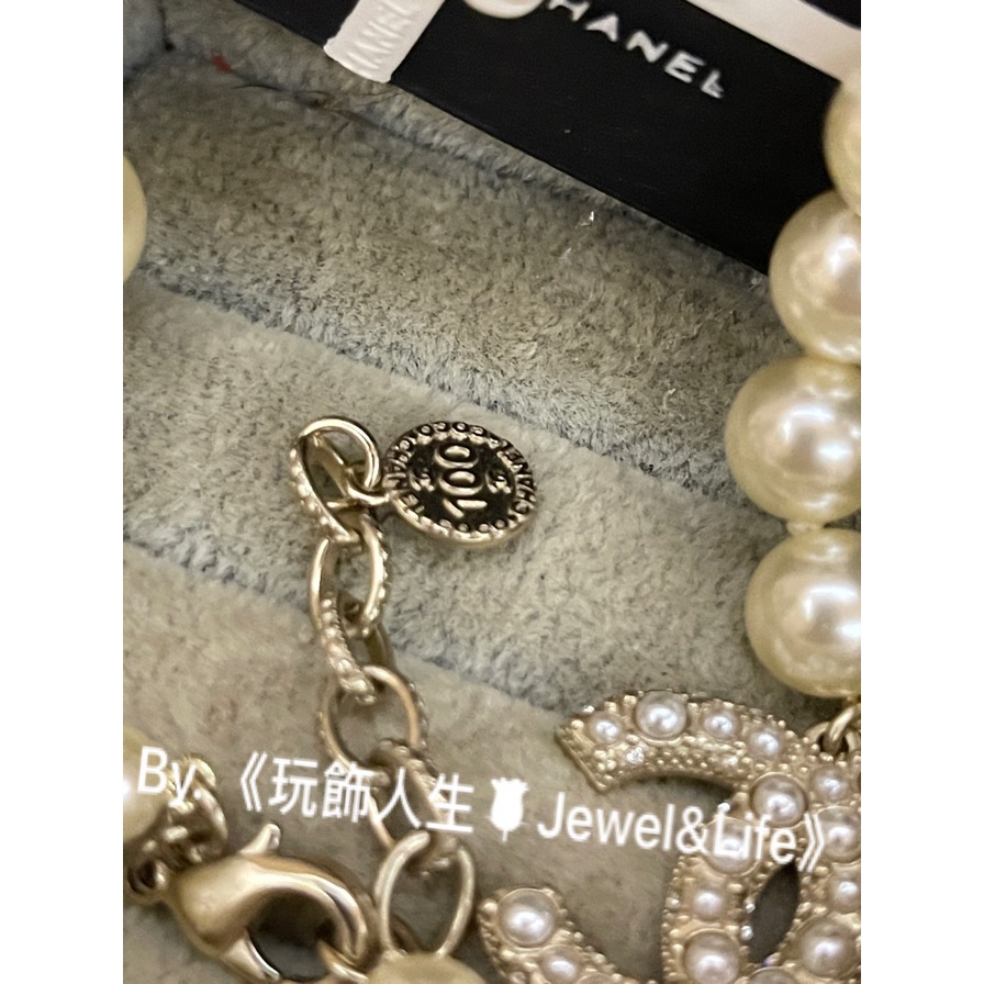 經典系列💯 超美 Chanel 基本款 淡金色 雙C LOGO 香奈兒大小漸層珍珠 100週年紀念 項鍊 短項鍊 頸鍊-細節圖7