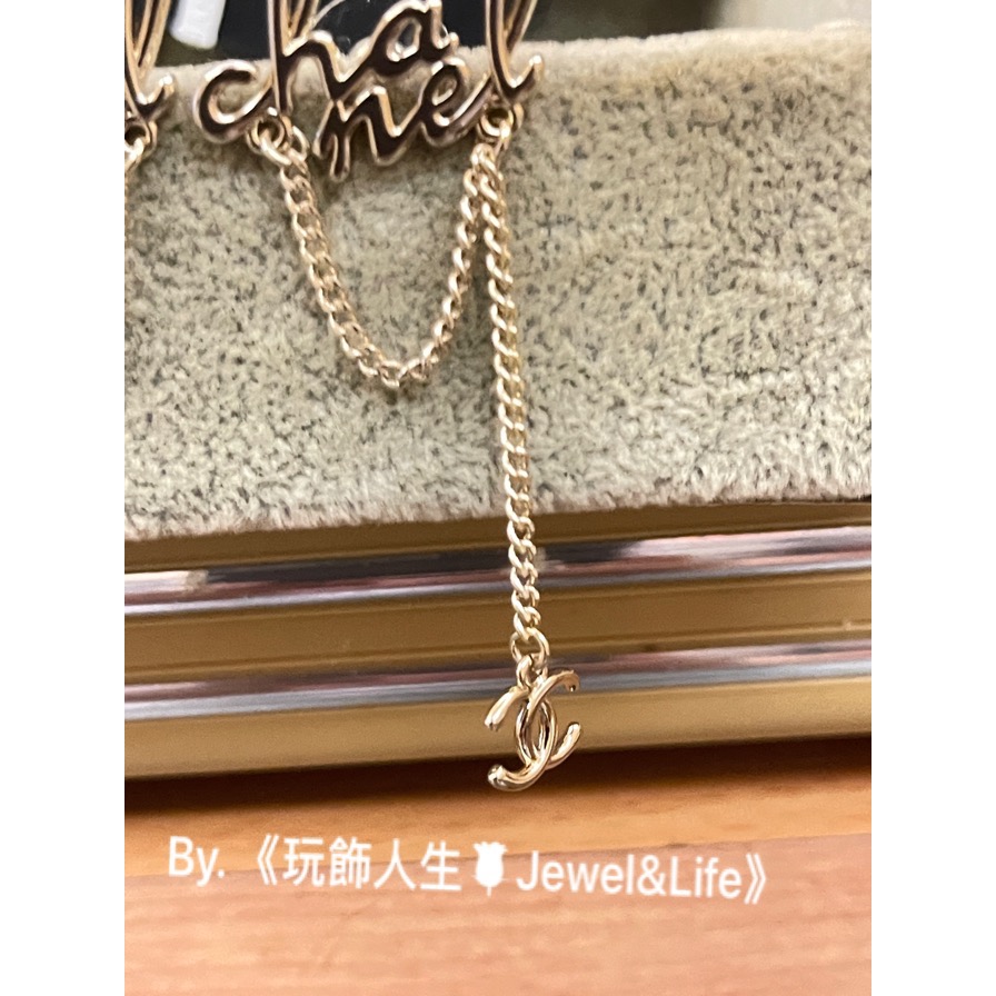 CHANEL 香奈兒 超美 素面 淡金色 字母 流蘇 二手 造型 耳環-細節圖9