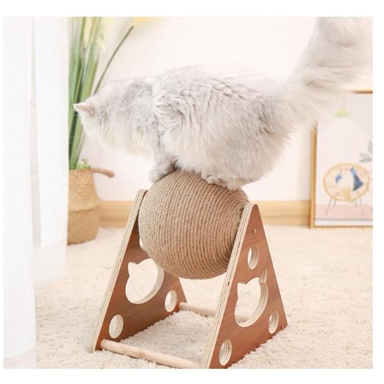 實木旋轉劍麻球 360度貓抓球 劍麻球 貓抓球 貓磨爪 貓爬架 貓玩具 貓抓板-細節圖4