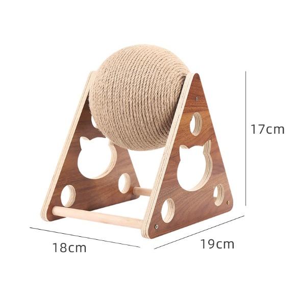 實木旋轉劍麻球 360度貓抓球 劍麻球 貓抓球 貓磨爪 貓爬架 貓玩具 貓抓板-細節圖9