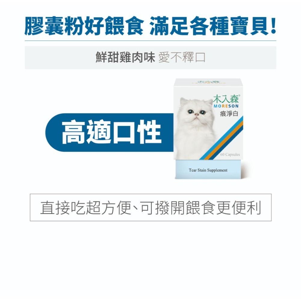 MORESON木入森 貓咪痕淨白 去除淚痕 貓咪保健品 眼睛保養 淚腺保健 寵物保養-細節圖5