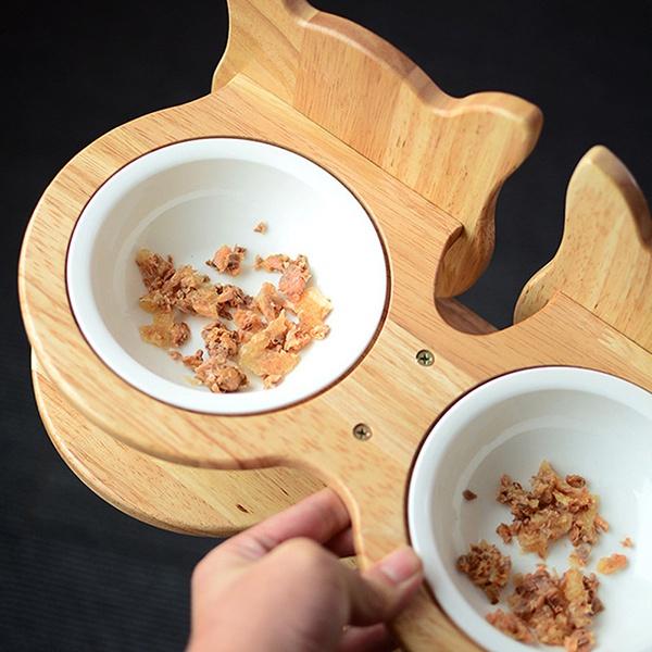 不要跟我說那兩顆螺絲是貓的眼睛~貓臉造型碗架 雙口 實木碗架 貓碗架 寵物餐桌 不鏽鋼碗 餐桌架 貓碗 狗碗架-細節圖3