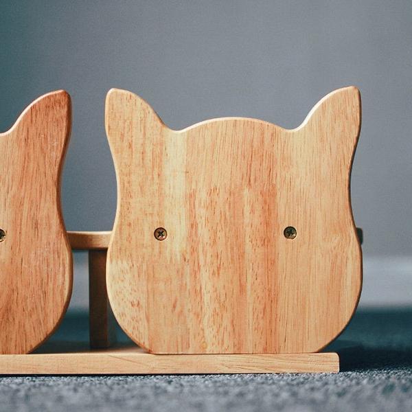 不要跟我說那兩顆螺絲是貓的眼睛~貓臉造型碗架 雙口 實木碗架 貓碗架 寵物餐桌 不鏽鋼碗 餐桌架 貓碗 狗碗架-細節圖4