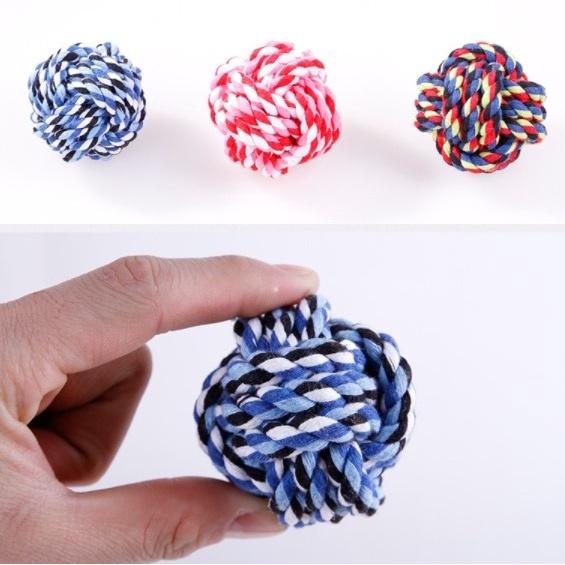 耐咬狗玩具 棉繩結球 潔牙球 耐咬磨牙 互動棉繩球 五彩編織繩結 狗玩具-細節圖3