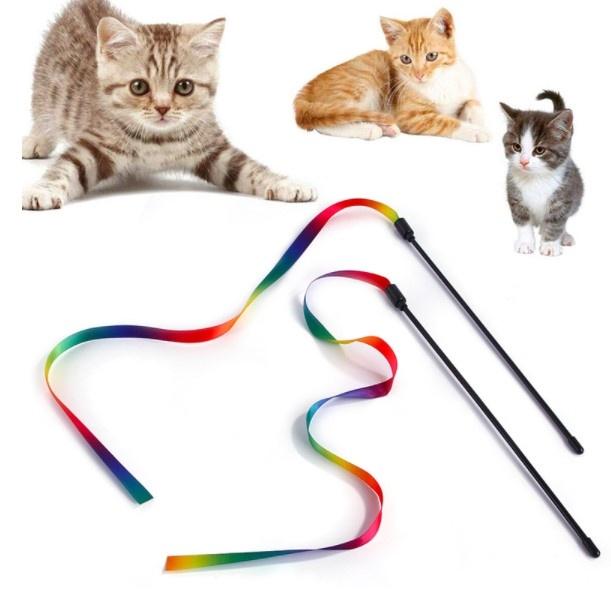 讓主子贏在起跑點從小就做體操訓練~彩虹絲帶逗貓棒 雙面彩虹 逗貓棒 釣貓棒 貓咪玩具 七彩逗貓棒 逗貓玩具-細節圖2
