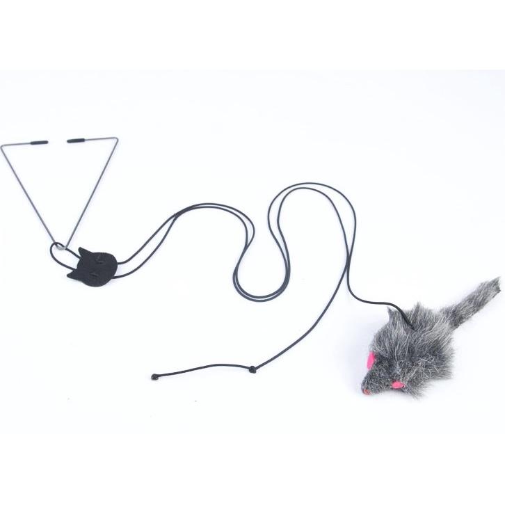 掛門式逗貓彈力老鼠 逗貓棒 懸掛式 貓咪玩具 可伸縮貓抓繩 貓用品-細節圖3
