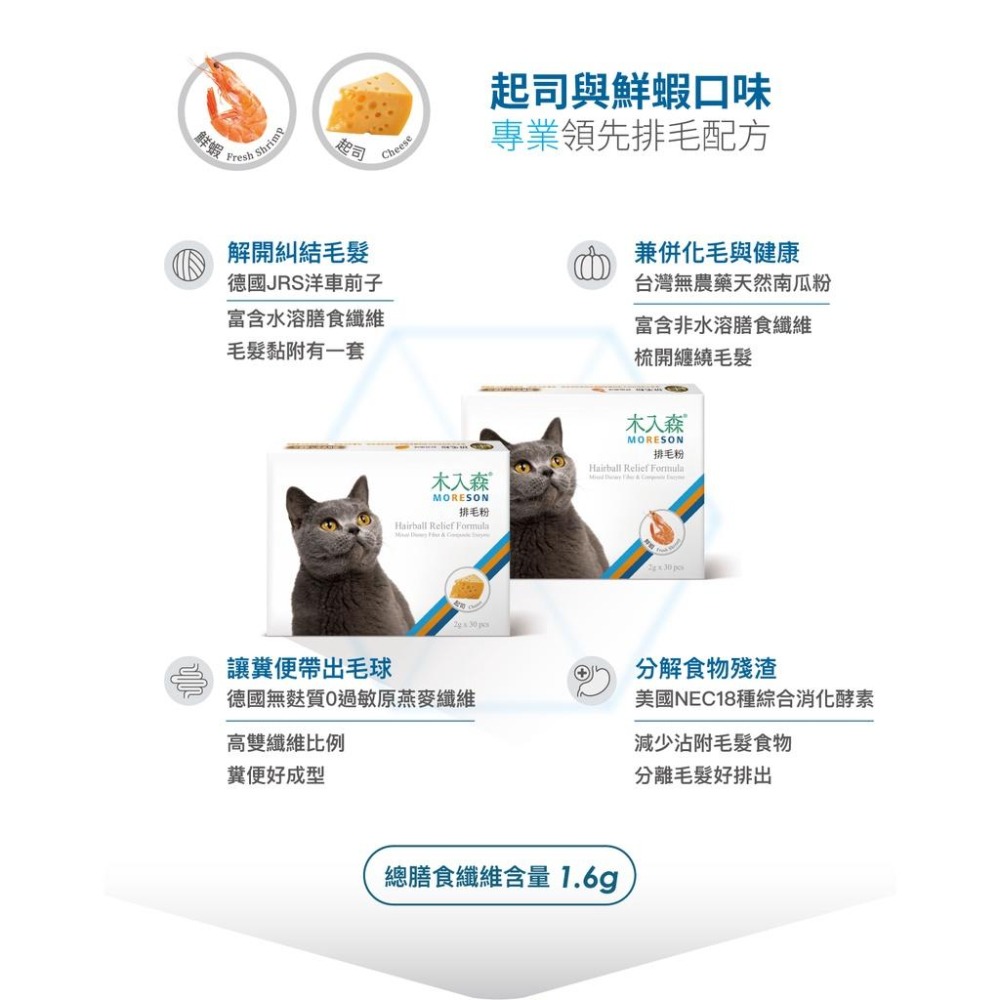 MORESON木入森 貓咪排毛粉 化毛 保健 貓草 鮮蝦 起司-細節圖5