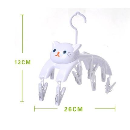 貓咪造型曬衣架10夾 曬衣架 晾衣架 晾襪子 晾內褲 多夾衣架 多功能 衣架 寶寶衣架-細節圖5