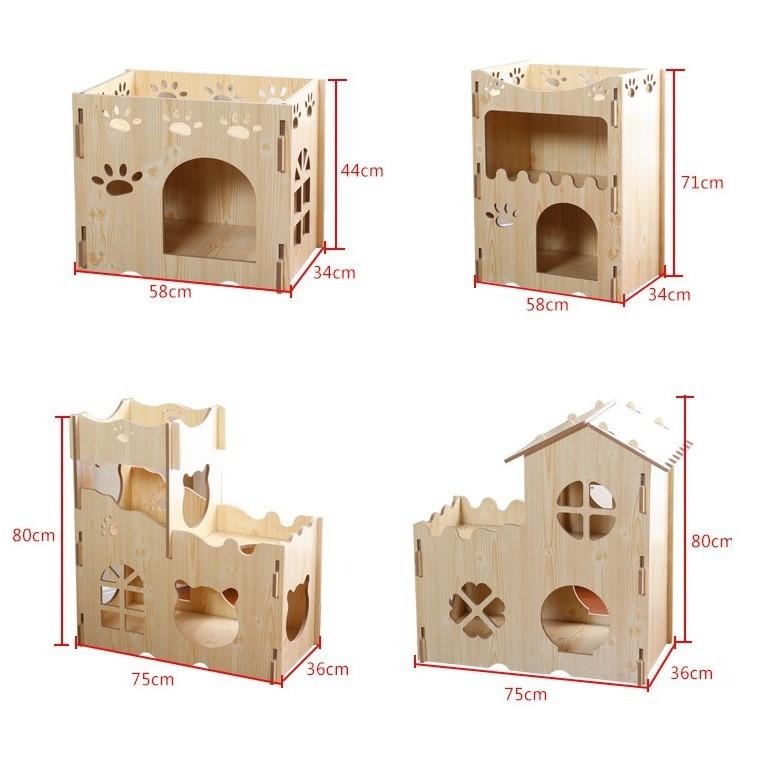 『宅配免運』雖然去好市多可以拿紙箱當窩 我們這個撐得比較久啦~實木貓房子 貓窩 貓屋 貓舍 別墅 公寓 木屋 寵物床-細節圖4