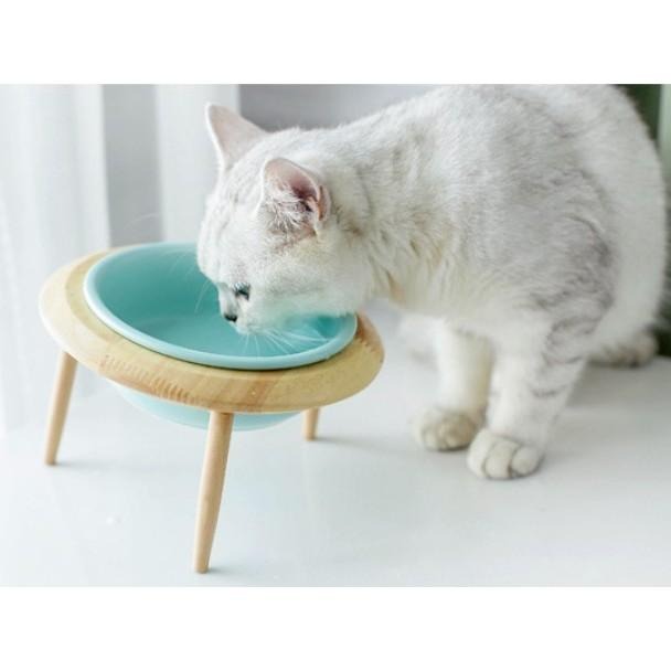 木作搭配瓷碗質感主子用餐喝水整個仙氣爆發~飛碟型木碗架 單口碗架 飼料碗 寵物餐桌 狗碗貓碗 餵食容器 陶瓷碗 可調節-細節圖2