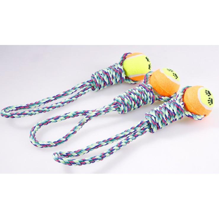 燈被咬爆了一管~棉繩網球32cm 耐咬狗玩具 編織玩具 手提網球 磨牙 潔牙 寵物玩具 狗狗玩具-細節圖3