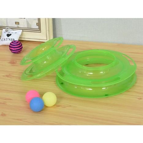 之前一堆人在問大型跳台要加的玩具我終於弄到了~貓玩具三層轉盤 軌道球 塔形 益智玩具 寵物玩具 遊樂盤 貓遊戲 寵物用品-細節圖4