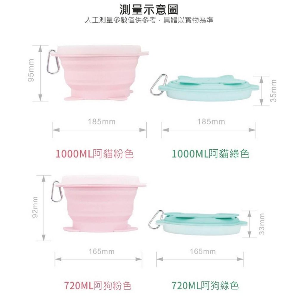 別誤會 我是看他可愛要自己用的~阿貓阿狗矽膠折疊碗 食品級矽膠 寵物外出碗 狗碗 貓碗 伸縮碗 戶外便攜 附掛勾-細節圖4