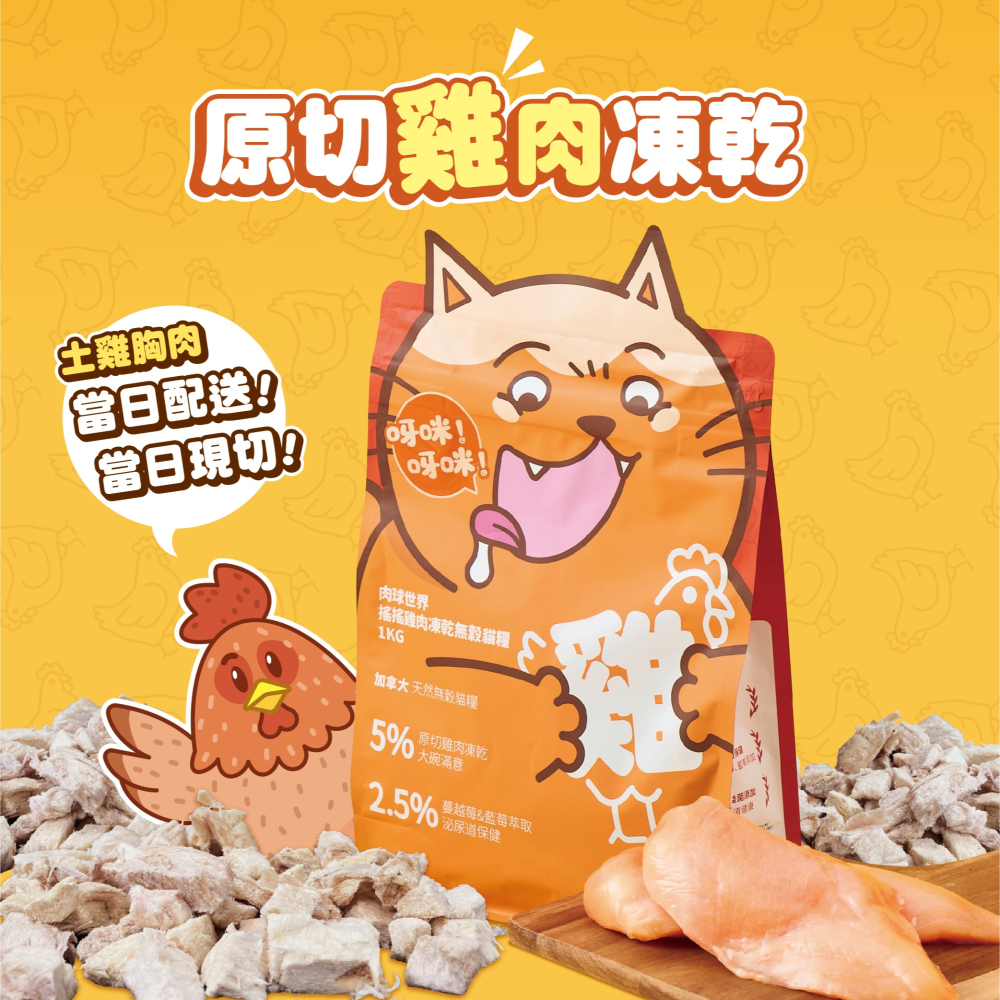 肉球世界 搖搖雞肉凍乾無穀貓糧 AK南極磷蝦 加拿大無穀糧  雞肉 貓飼料 貓糧 凍乾 1KG 2.5KG-細節圖6