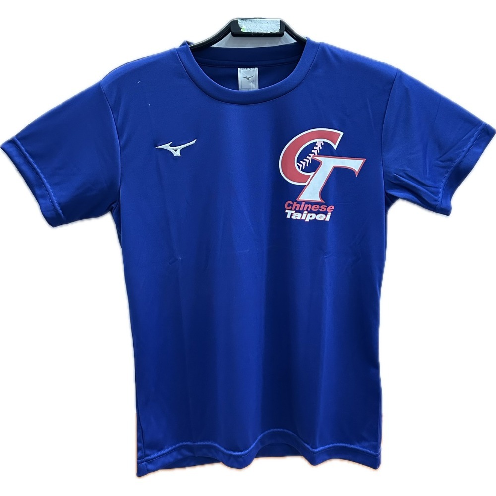 = 威勝 運動用品 = 26年 Mizuno 中華隊 CT加油圓領衫 12TCDL0316 (寶藍)-規格圖3