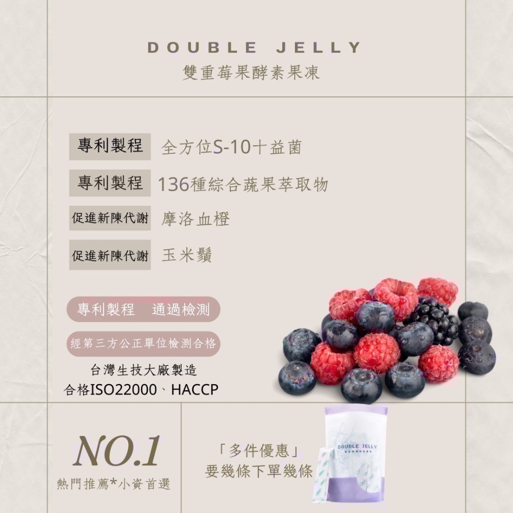 免運每日出貨｜滿額贈送滿額禮｜Double Jelly莓果酵素果凍🇹🇼台灣製造-細節圖4