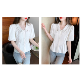 《預購款》溫柔甜美刺繡娃娃領襯衫-細節圖2