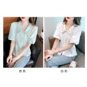 《預購款》溫柔甜美刺繡娃娃領襯衫-細節圖3