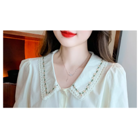 《預購款》溫柔甜美刺繡娃娃領襯衫-細節圖4