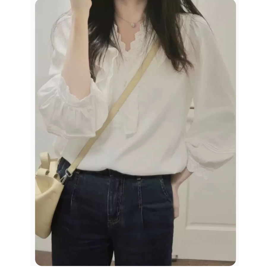 《預購款》新款法式小眾白色襯衫-細節圖2