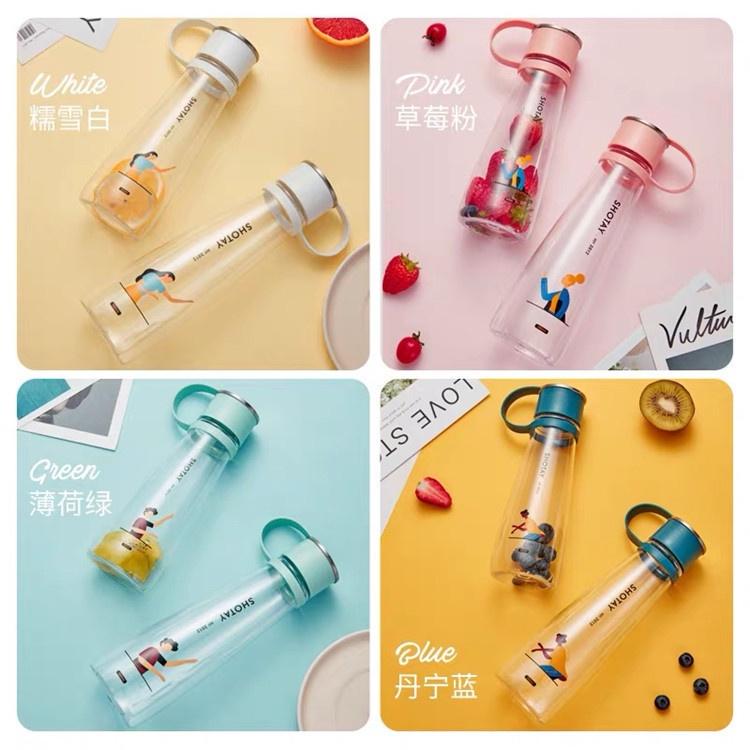 網紅抖音防摔塑料水杯子可愛少女心學生便攜簡約清新森系仙女韓國 全館免運-細節圖2