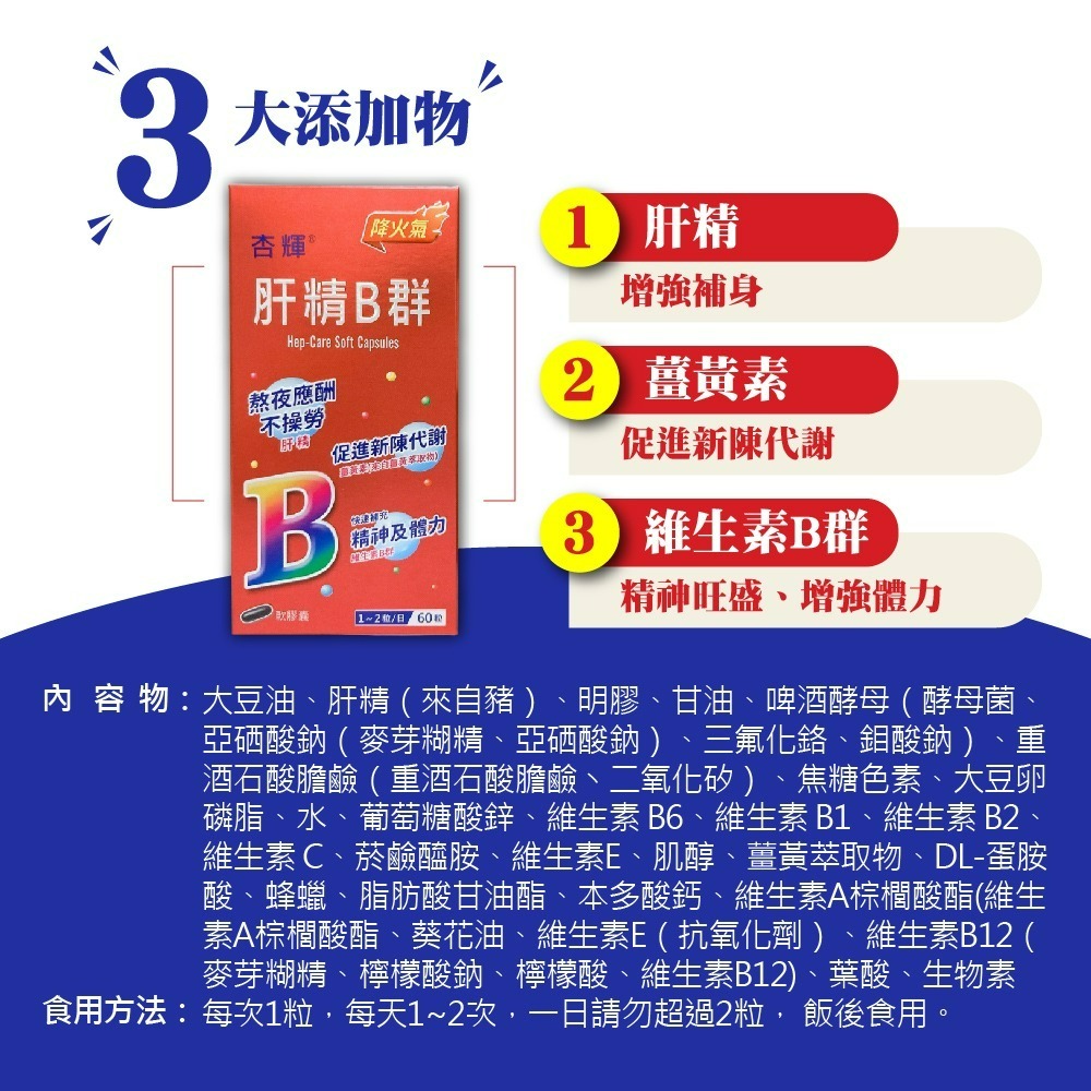 杏輝 肝精B群軟膠囊 60粒 杏輝肝精B群軟膠囊 肝精B群-細節圖6