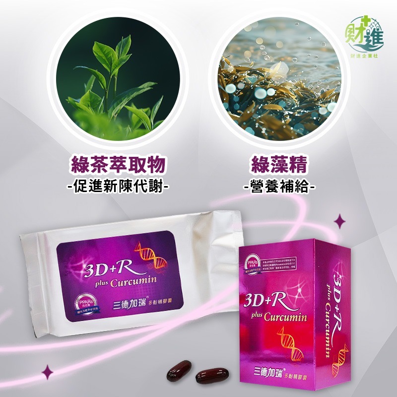 3D+R三德加瑞多酚精膠囊 三德加瑞 90粒  薑黃膠囊 葡萄 白藜蘆醇 大豆 大豆胜肽 綠杏-細節圖7