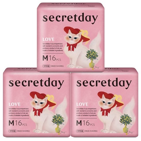 韓國衛生棉 secretday Love 超薄衛生棉 24.5cm 16入 日用 防漏-細節圖4