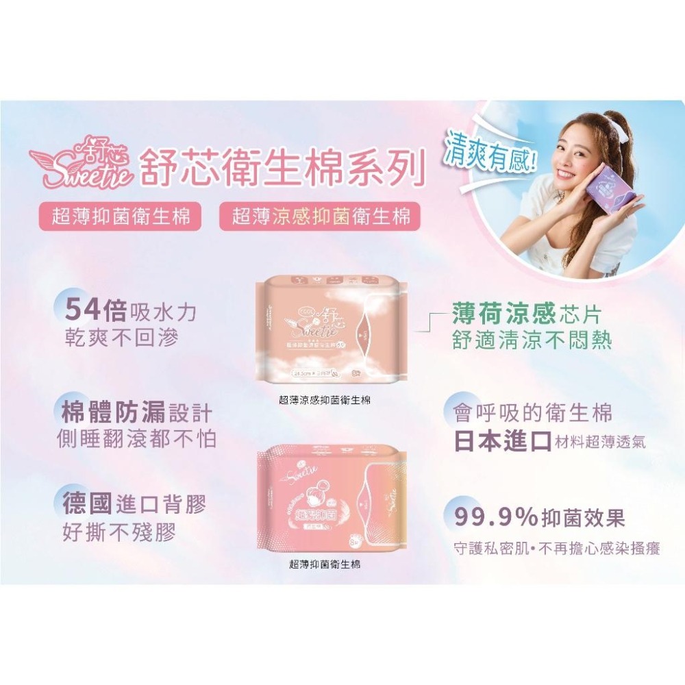 【Sweetie舒芯】＼買１送１／ 涼感日用衛生棉隨身包(2片/包) 體驗包 涼感衛生棉 日用衛生棉 舒適 透氣 試用包-細節圖8