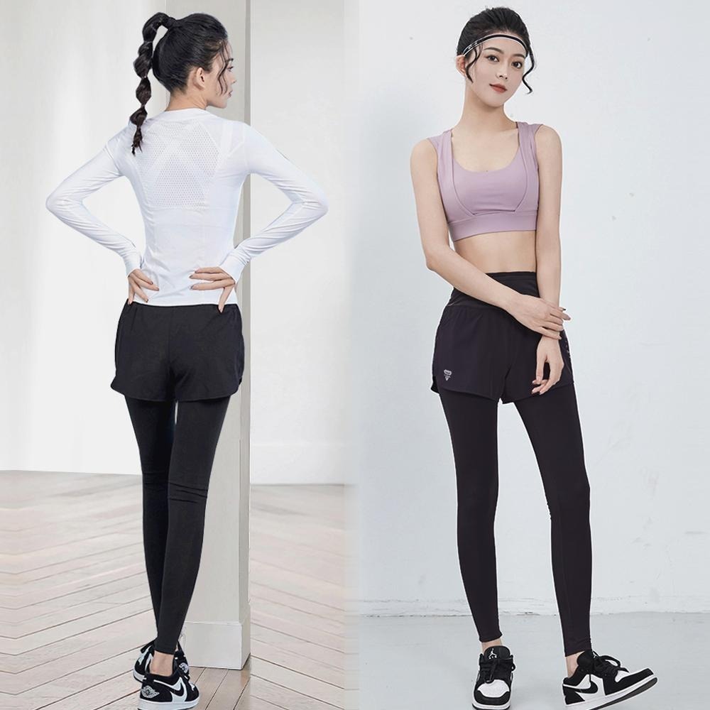 【BODYAIR】假兩件高腰修身版九分褲(運動.健身.慢跑)-細節圖3