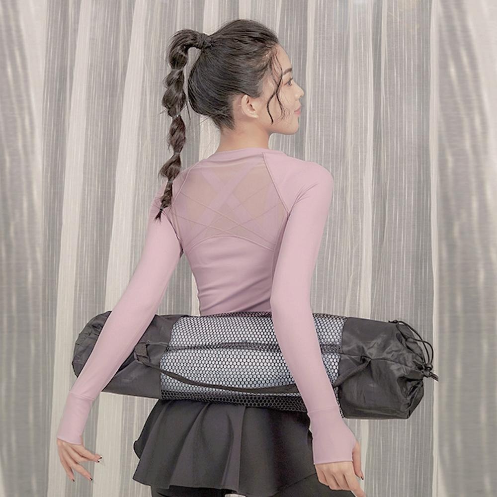 【BODYAIR】拉鍊領小腰背紗上衣+假兩件一片裙九分褲組(運動.健身.慢跑)-細節圖4